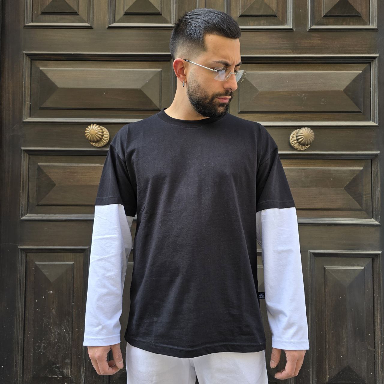 Long Sleeve GBL doppio colore - Nero