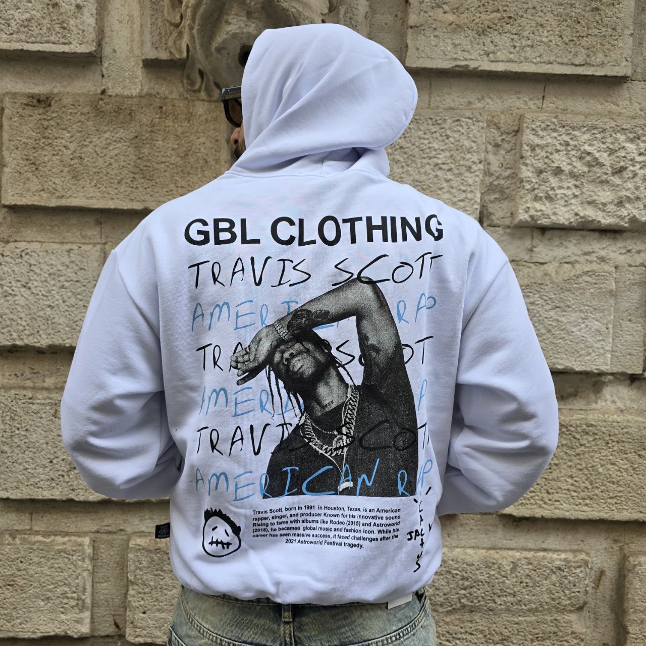Felpa GBL Boxy Travis - Bianco