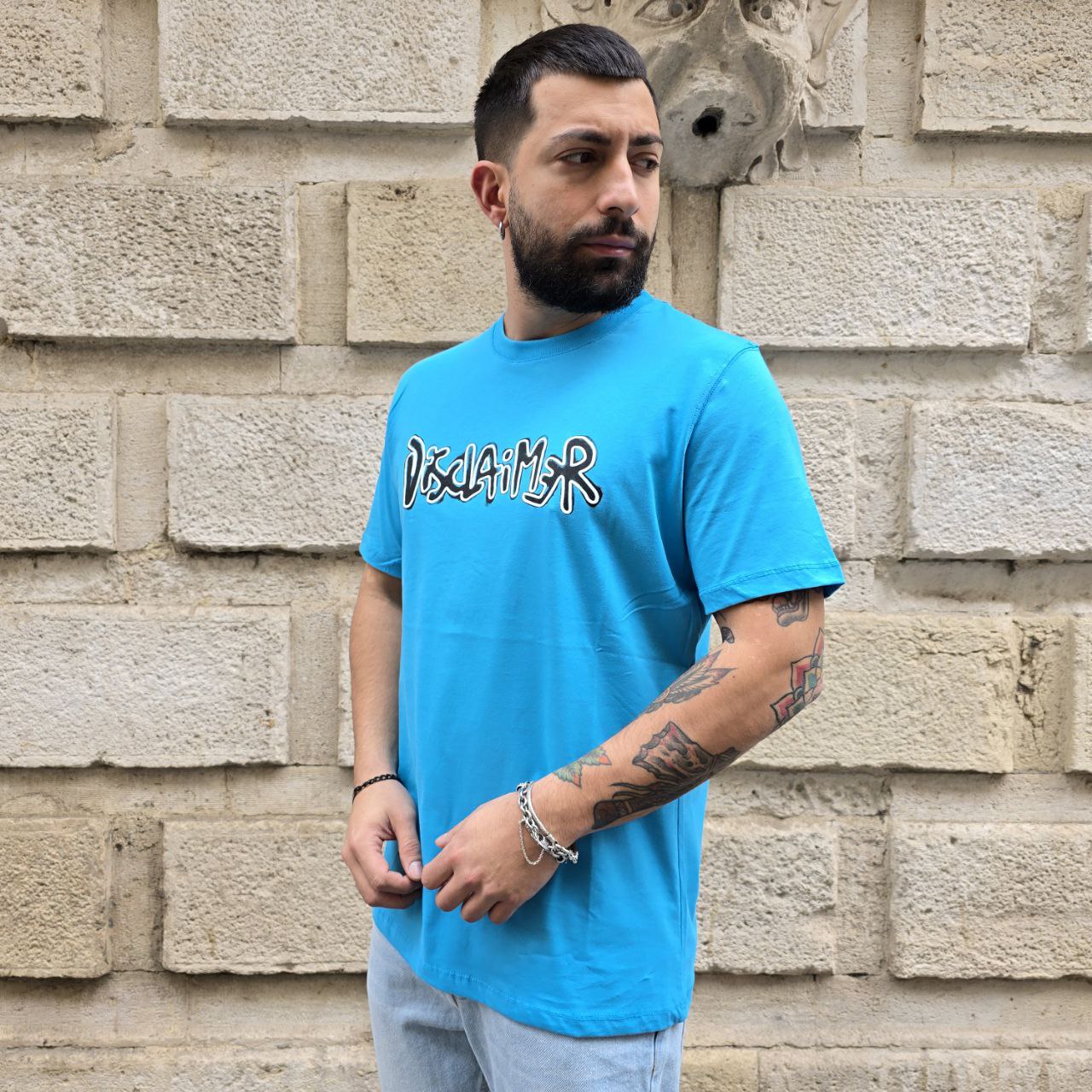 T-Shirt Disclaimer 54854 - Turchese