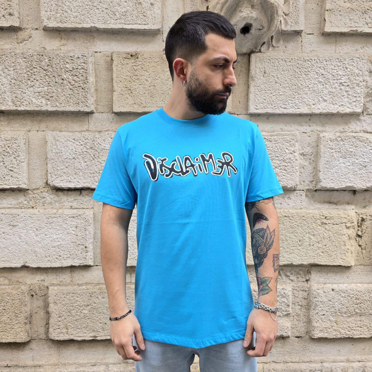 T-Shirt Disclaimer 54854 - Turchese