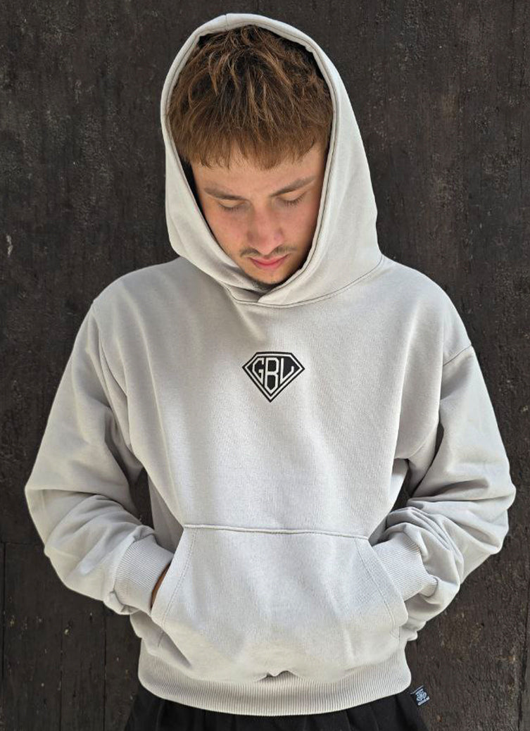 FELPA BOXY GLOBAL COD. BRIK - GRIGIO PERLA