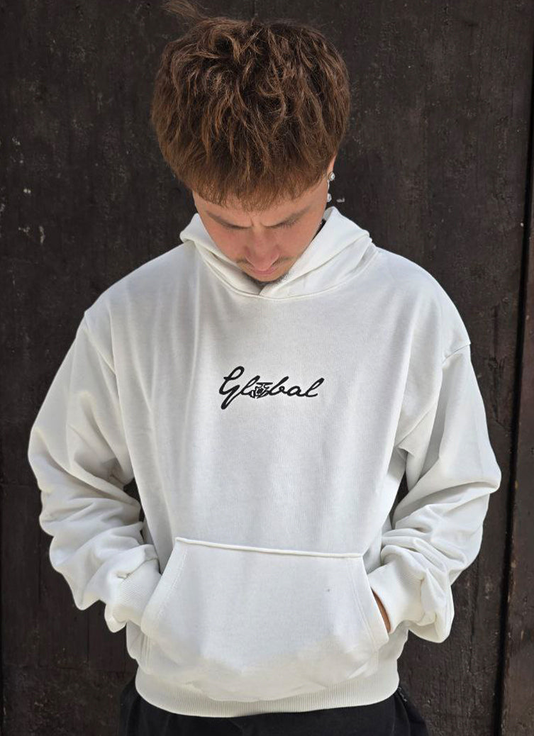 FELPA BOXY GLOBAL COD. CORSIVE - BIANCA