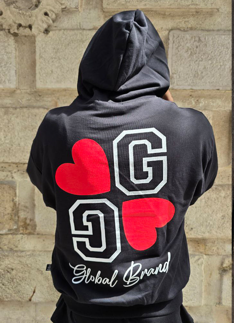 FELPA BOXY GLOBAL COD. BIG LOVE - NERO
