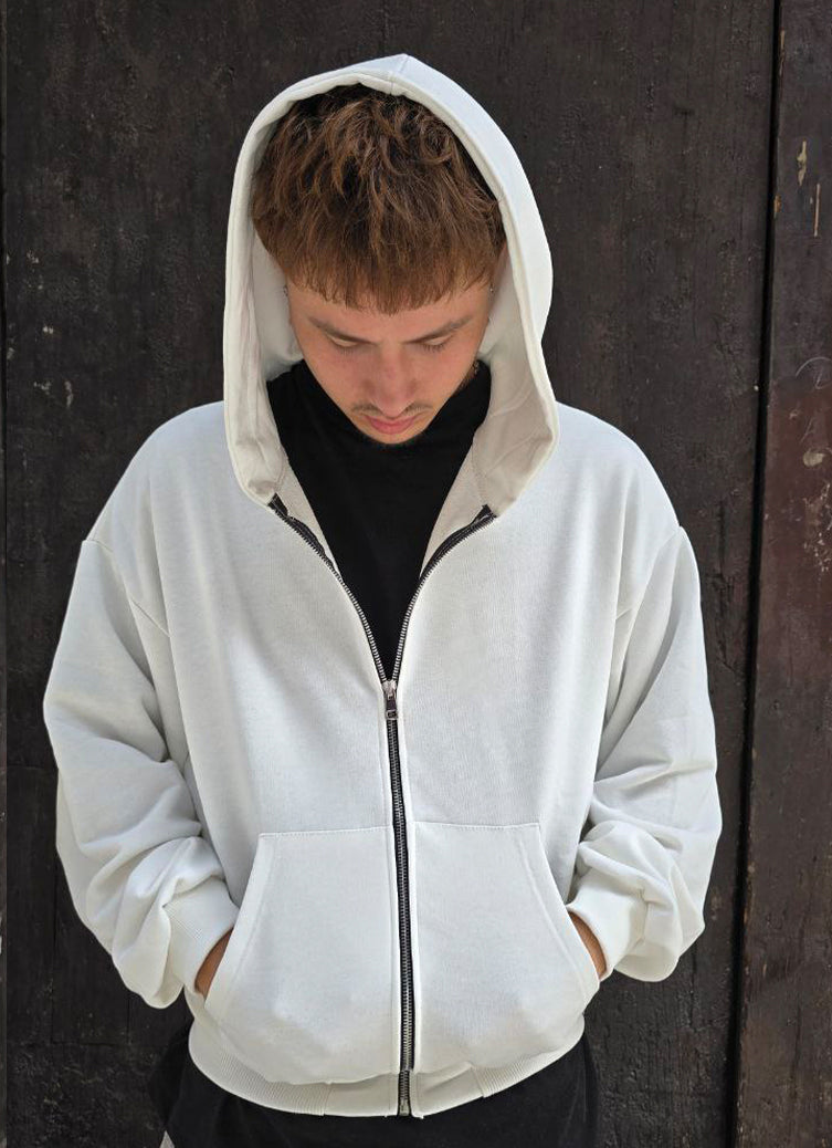 FELPA CROPPED ZIP GLOBAL COD. BASIC - BIANCO