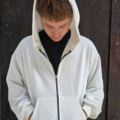 FELPA CROPPED ZIP GLOBAL COD. BASIC - BIANCO