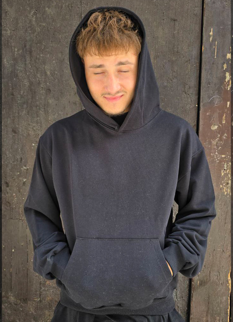 FELPA BOXY GLOBAL COD. BASIC HOODIE- NERO