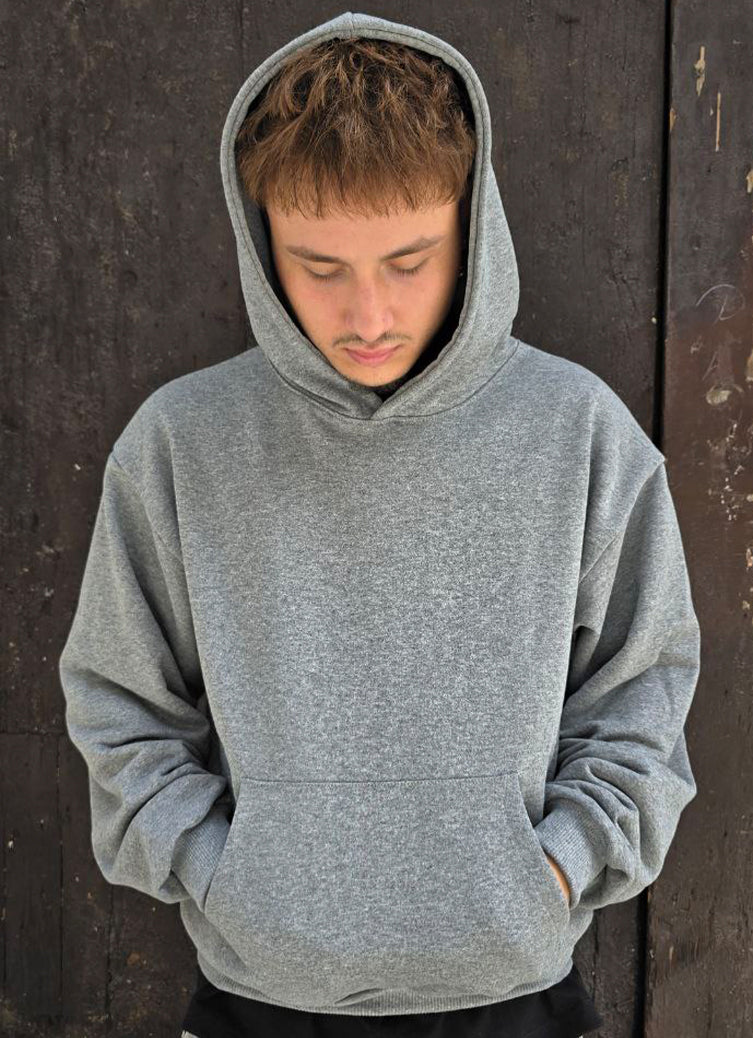 FELPA BOXY GLOBAL COD. BASIC HOODIE- GRIGIO FERRO