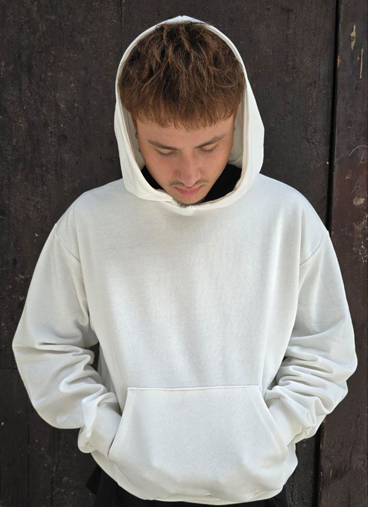 FELPA BOXY GLOBAL COD. BASIC HOODIE- BIANCO