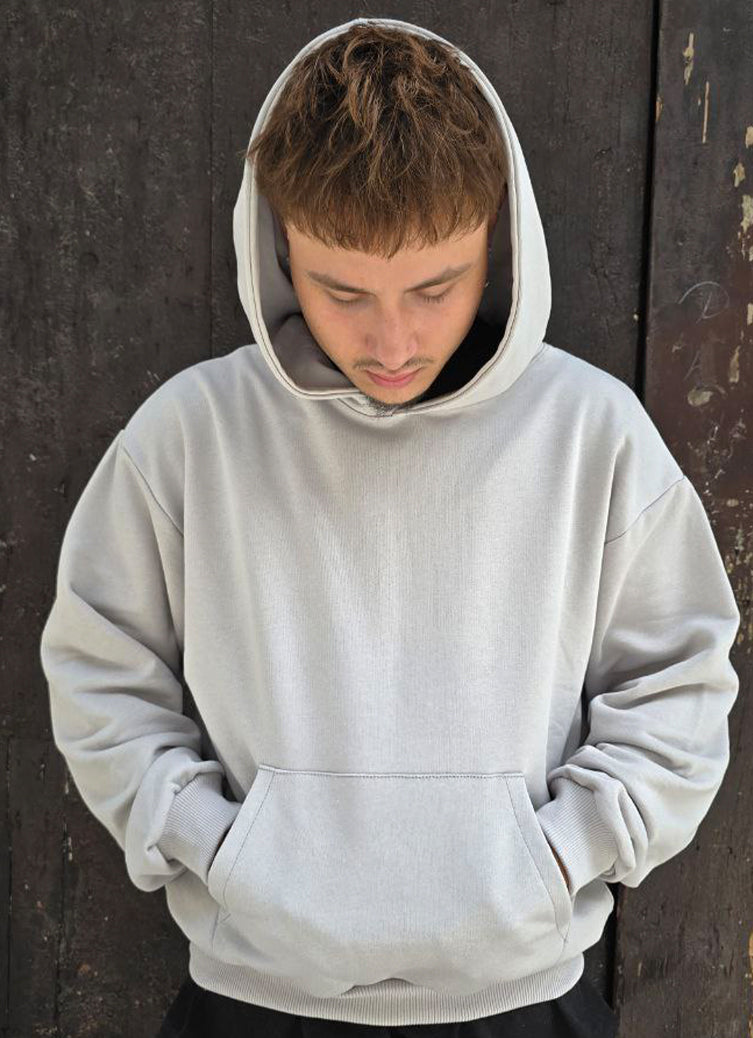 FELPA BOXY GLOBAL COD. BASIC HOODIE- GRIGIO PERLA