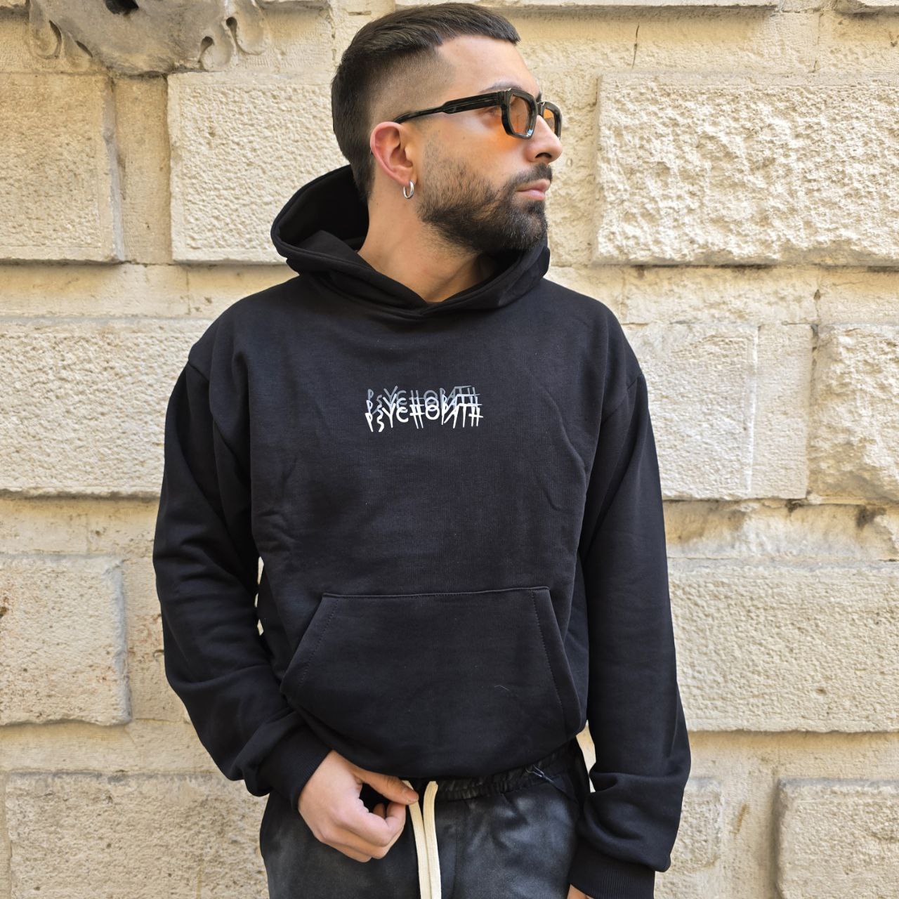 Felpa Boxy fit GBL Psychopath - Nero