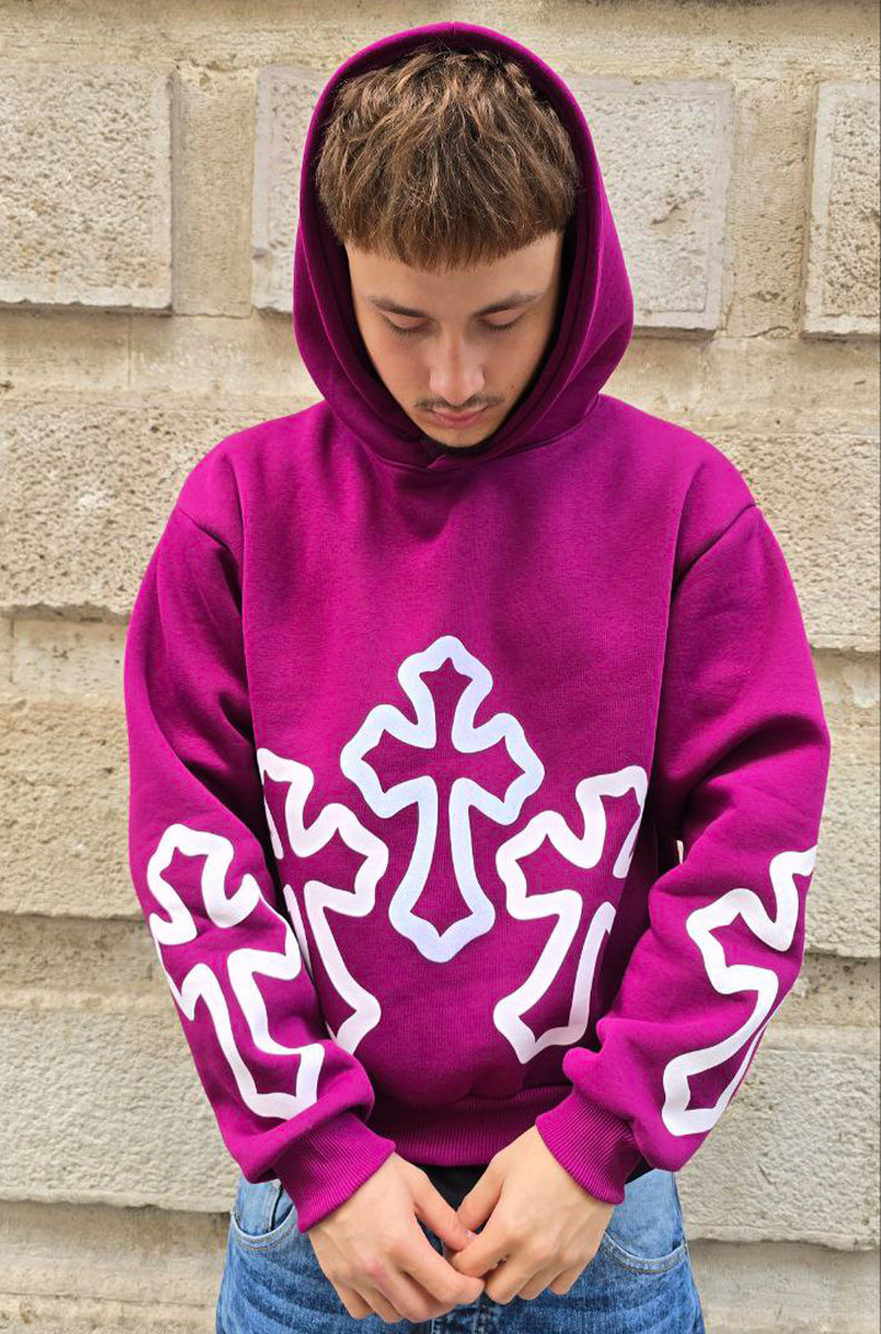 FELPA BOXY GLOBAL COD. CHROME - MAGENTA