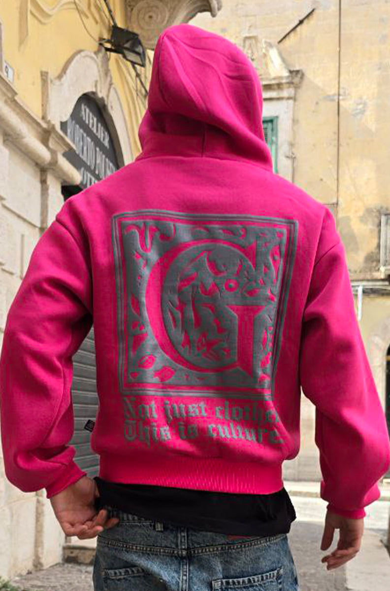 FELPA BOXY GLOBAL COD. RIQUADRO - MAGENTA