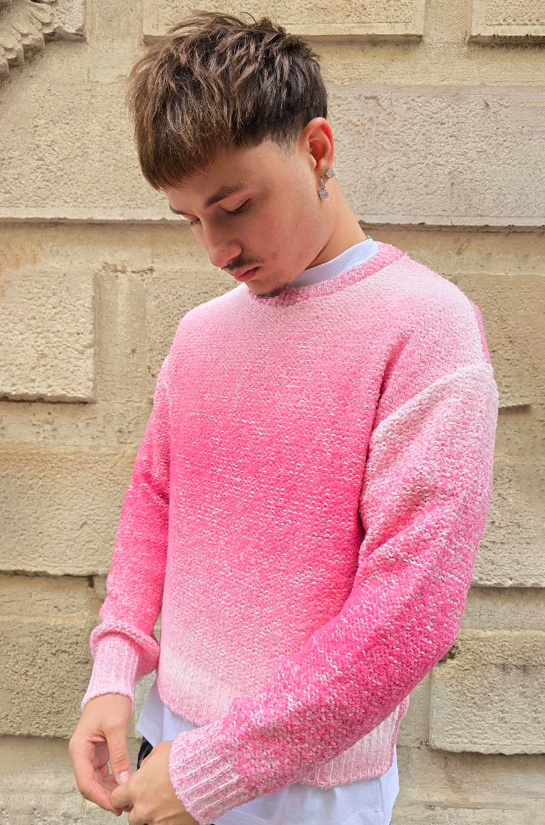 MAGLIONE CROPPED GLOBAL COD. SFUMATO - FUXIA