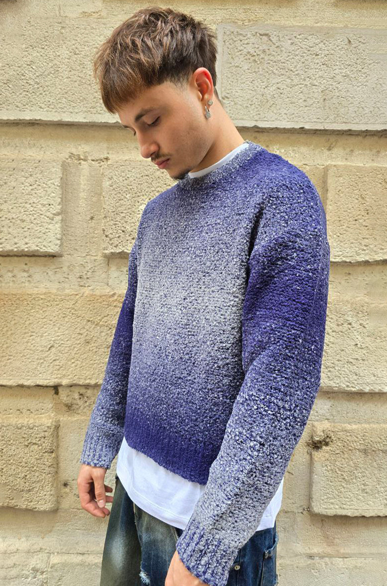 MAGLIONE CROPPED GLOBAL COD. SFUMATO - BLU