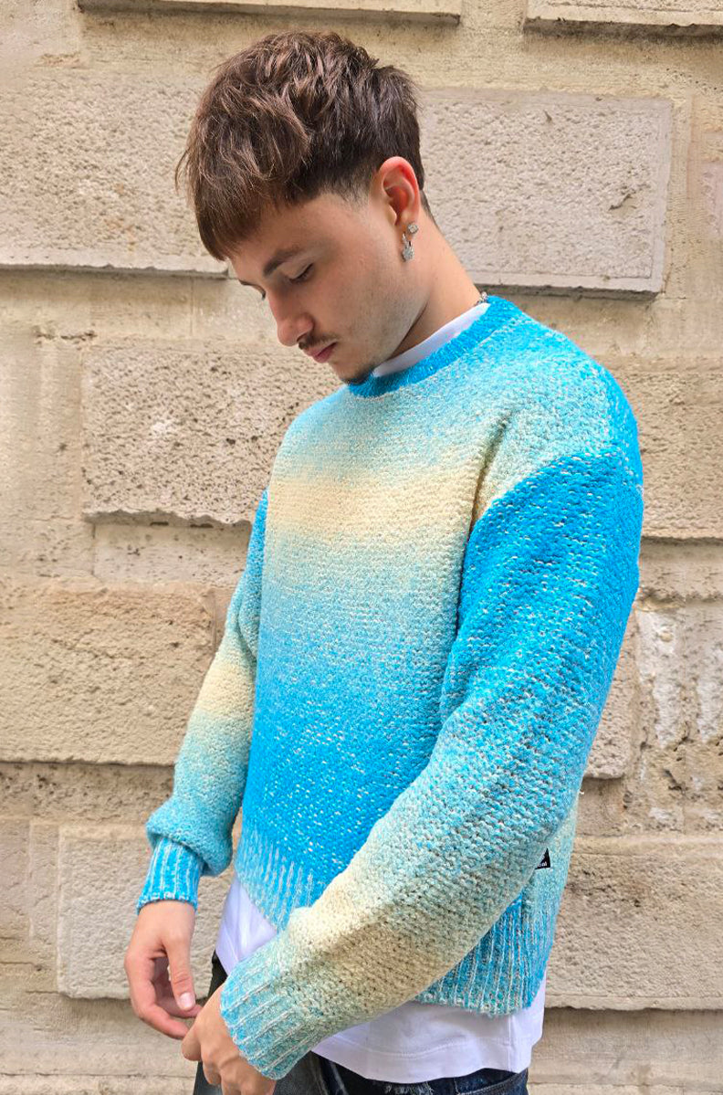 MAGLIONE CROPPED GLOBAL COD. SFUMATO - CELESTE