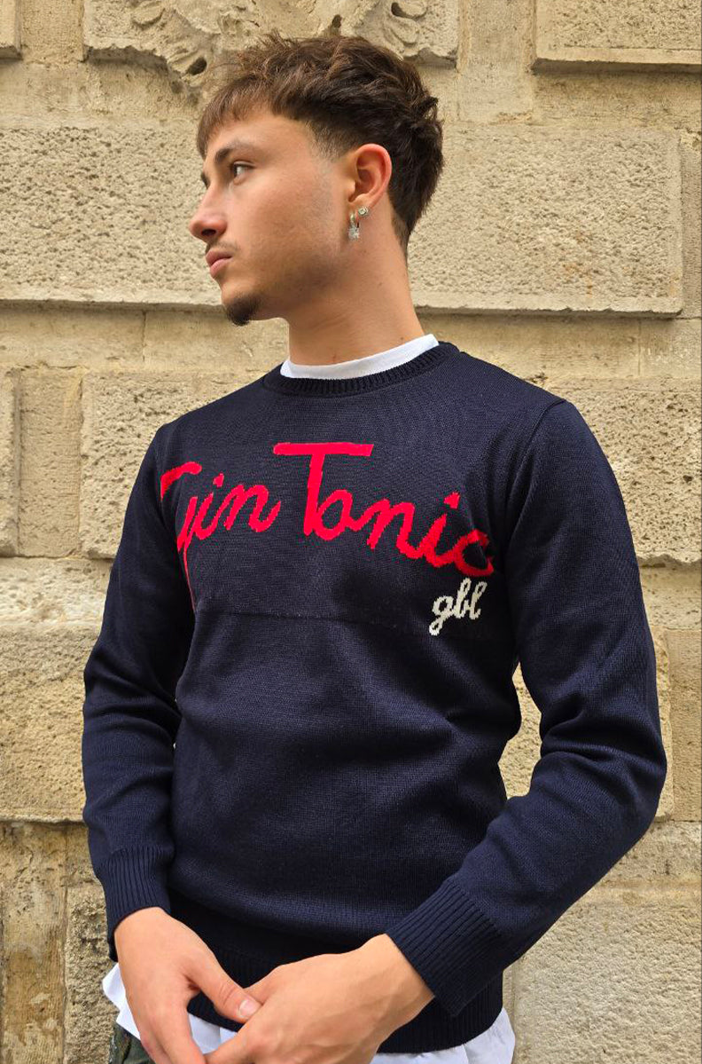 MAGLIONE CROPPED GLOBAL COD. GIN TONIC - BLU NOTTE