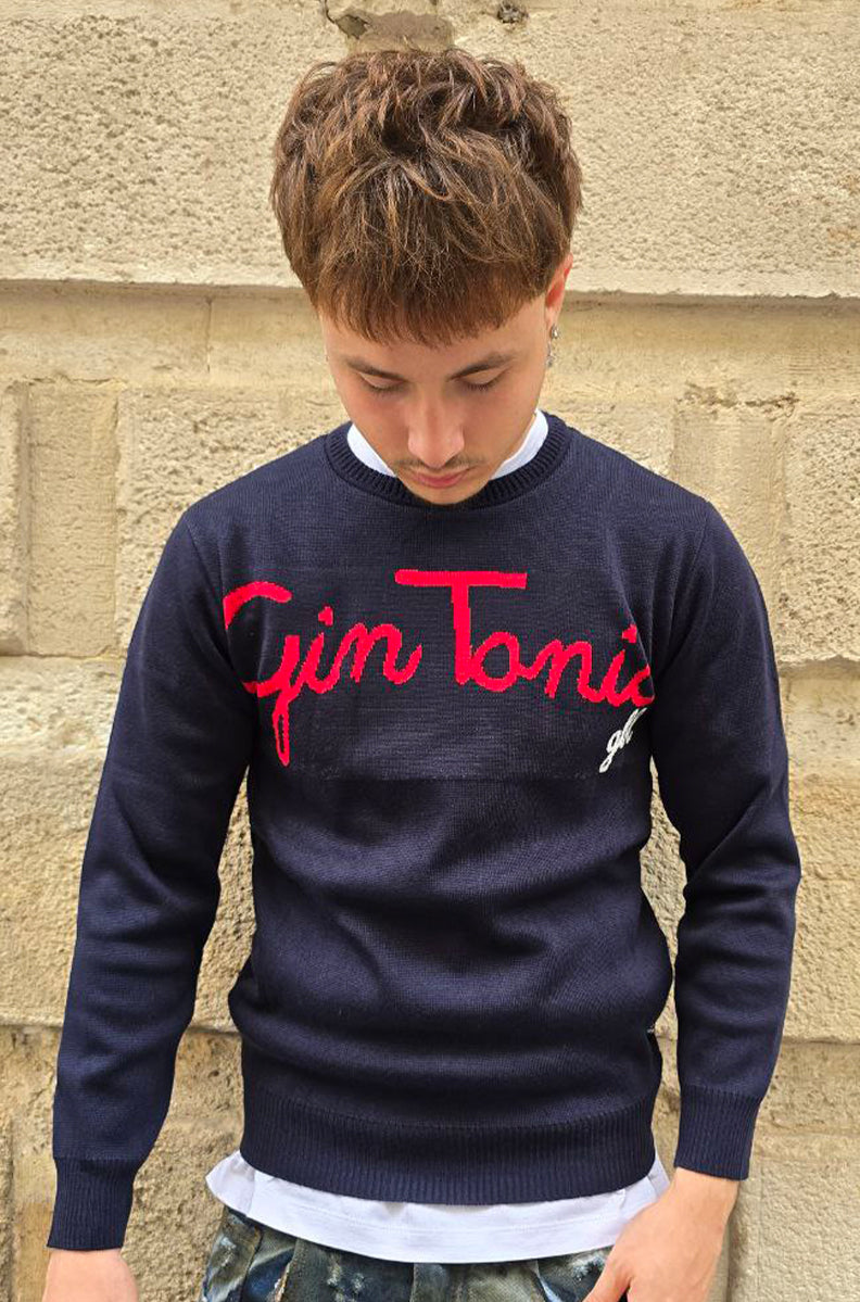 MAGLIONE CROPPED GLOBAL COD. GIN TONIC - BLU NOTTE