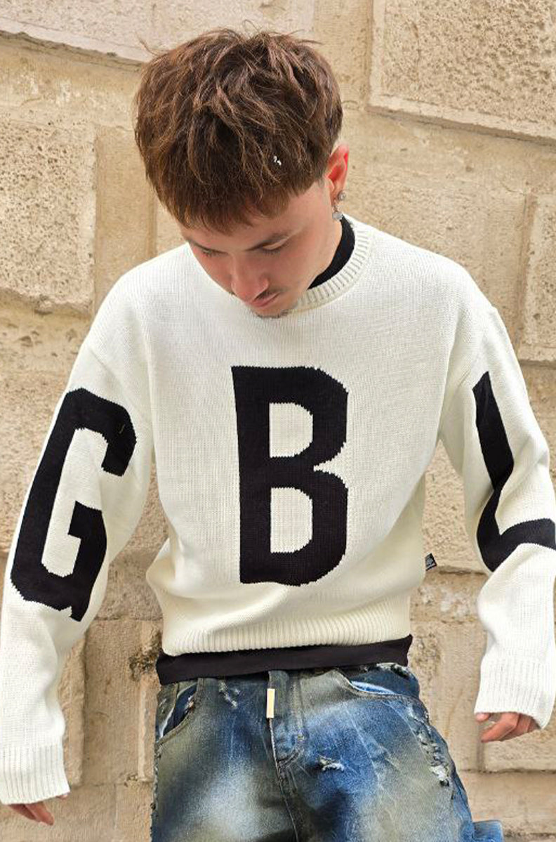 MAGLIONE CROPPED GLOBAL COD. GBL - BIANCO
