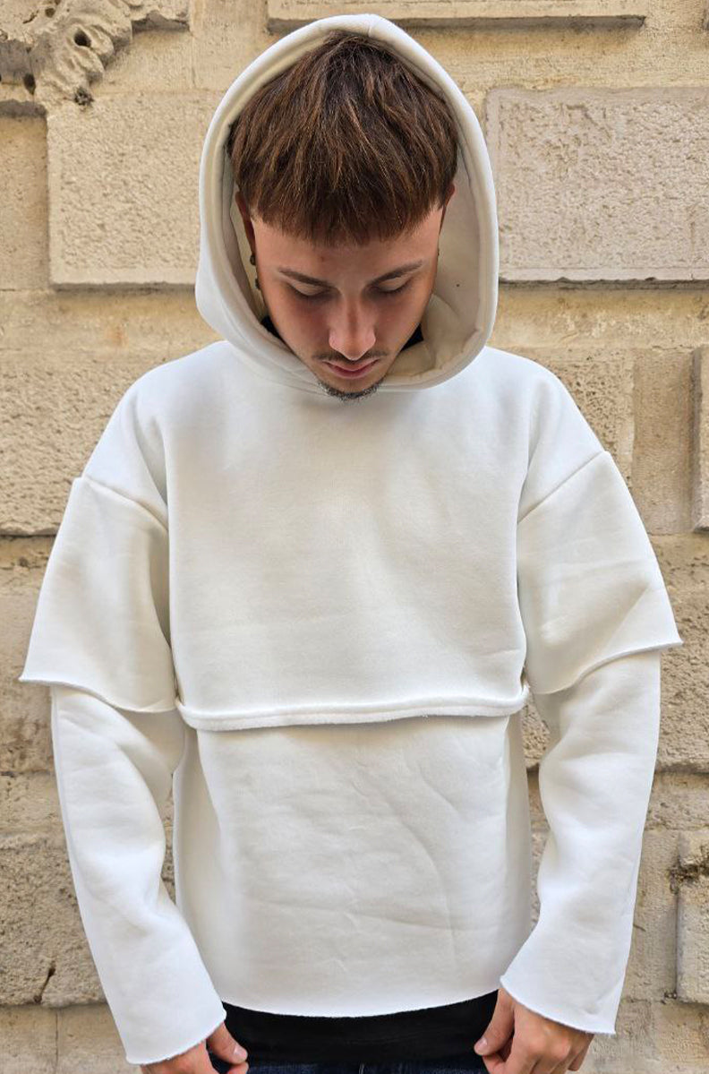 FELPA BOXY GLOBAL COD. LONG SLEAVE TAGLIO VIVO - PANNA