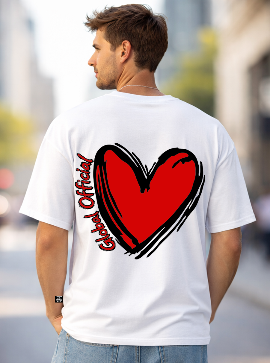 T-SHIRT GLOBAL BRAND ART. BIG HEART - BIANCO