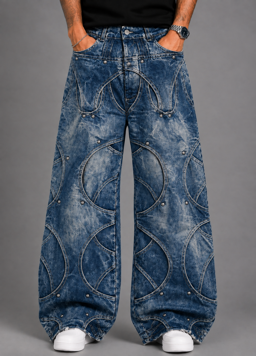 JEANS SCULPTED WASH BAGGY BLU DENIM