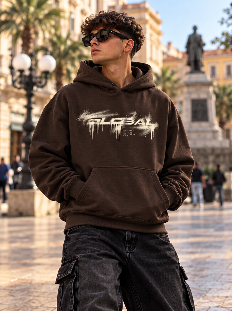 HOODIE GLOBAL BRAND REGULAR FIT MORO - ART. GRADIENT LOGO