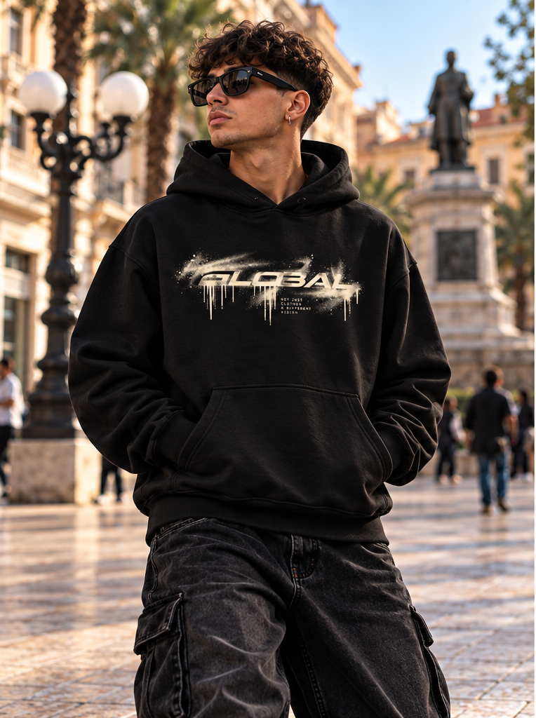 HOODIE GLOBAL BRAND REGULAR FIT NERA - ART. GRADIENT LOGO