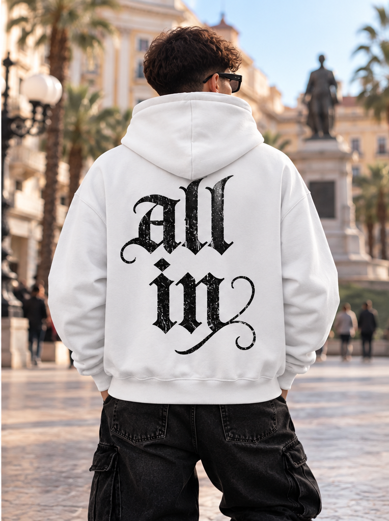 HOODIE GLOBAL BRAND REGULAR FIT BIANCO - ART. ALL IN