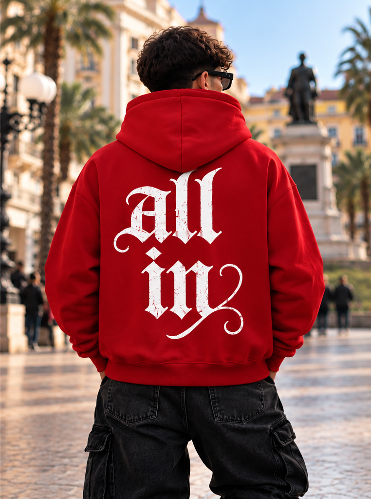 HOODIE GLOBAL BRAND REGULAR FIT ROSSO - ART. ALL IN