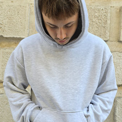 HOODIE COTONE 500GSM GLOBAL BRAND MOD. DIAGONALE - GRIGIO NK