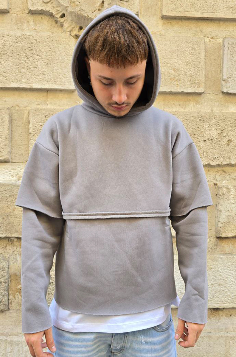 FELPA BOXY GLOBAL COD. LONG SLEAVE TAGLIO VIVO - GRIGIO FERRO