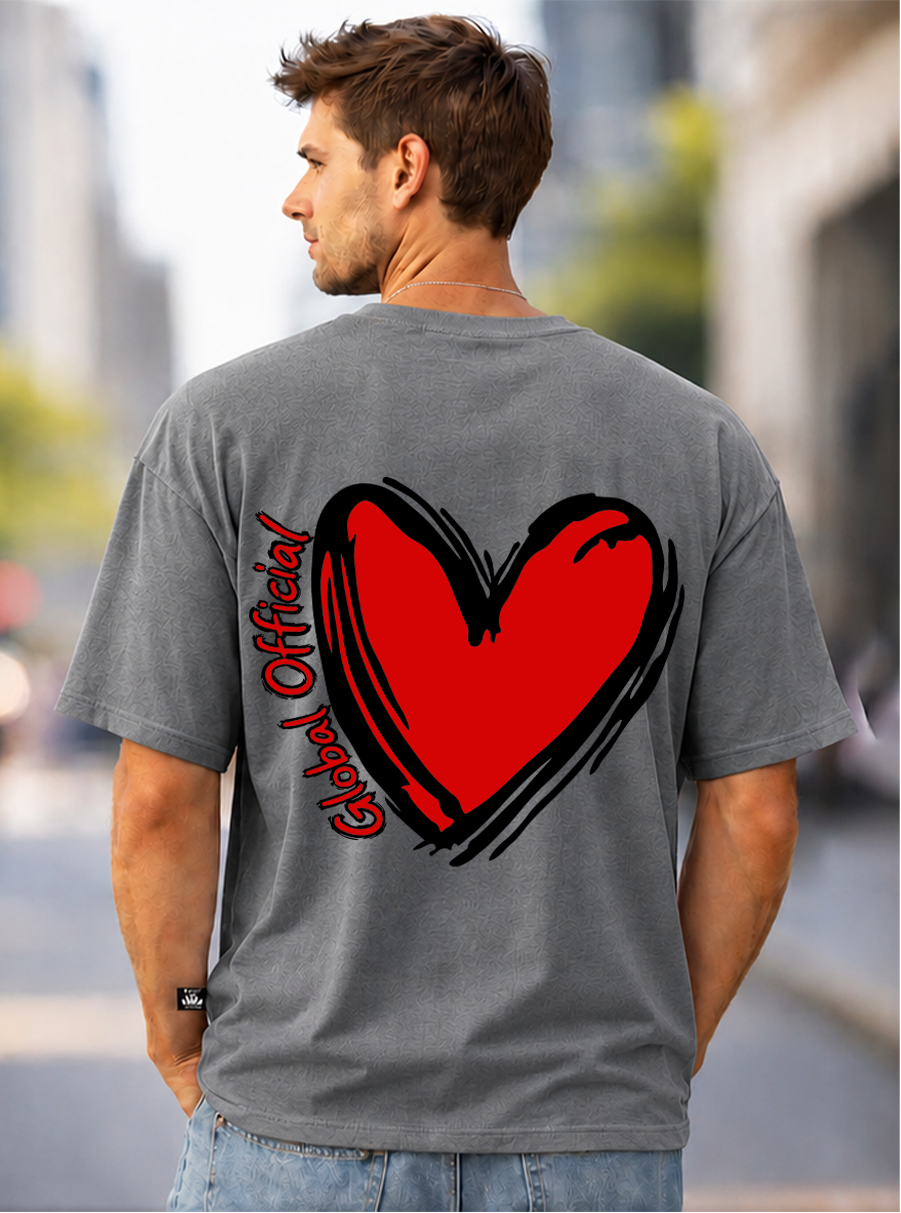 T-SHIRT GLOBAL BRAND ART. BIG HEART - GRIGIO MEDIO