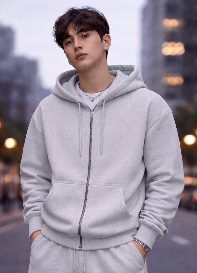 FELPA ZIP GLOBAL BRAND ART. 8024 - GRIGIO NK