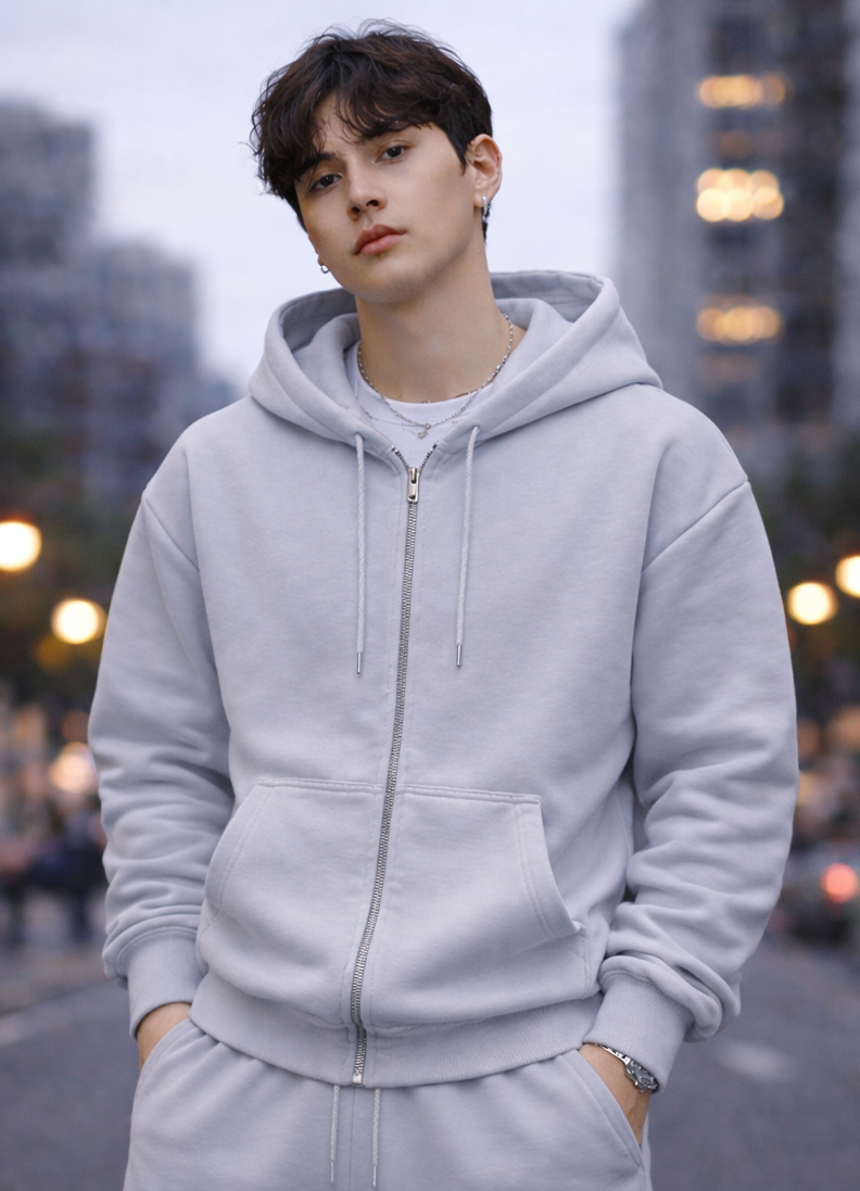 FELPA ZIP GLOBAL BRAND ART. 8024 - GRIGIO PERLA