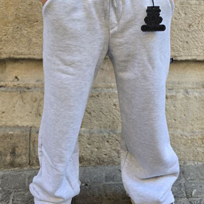 PANTALONE COTONE 500GSM GLOBAL BRAND MOD. JOGGER DIAGONALE FONDO LARGO - GRIGIO NK