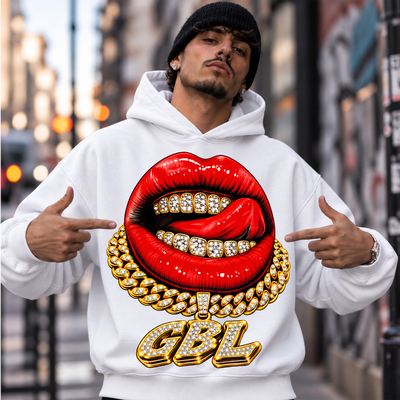 HOODIE GLOBAL BRAND REGULAR FIT BIANCA - ART. MOUTH GOLD