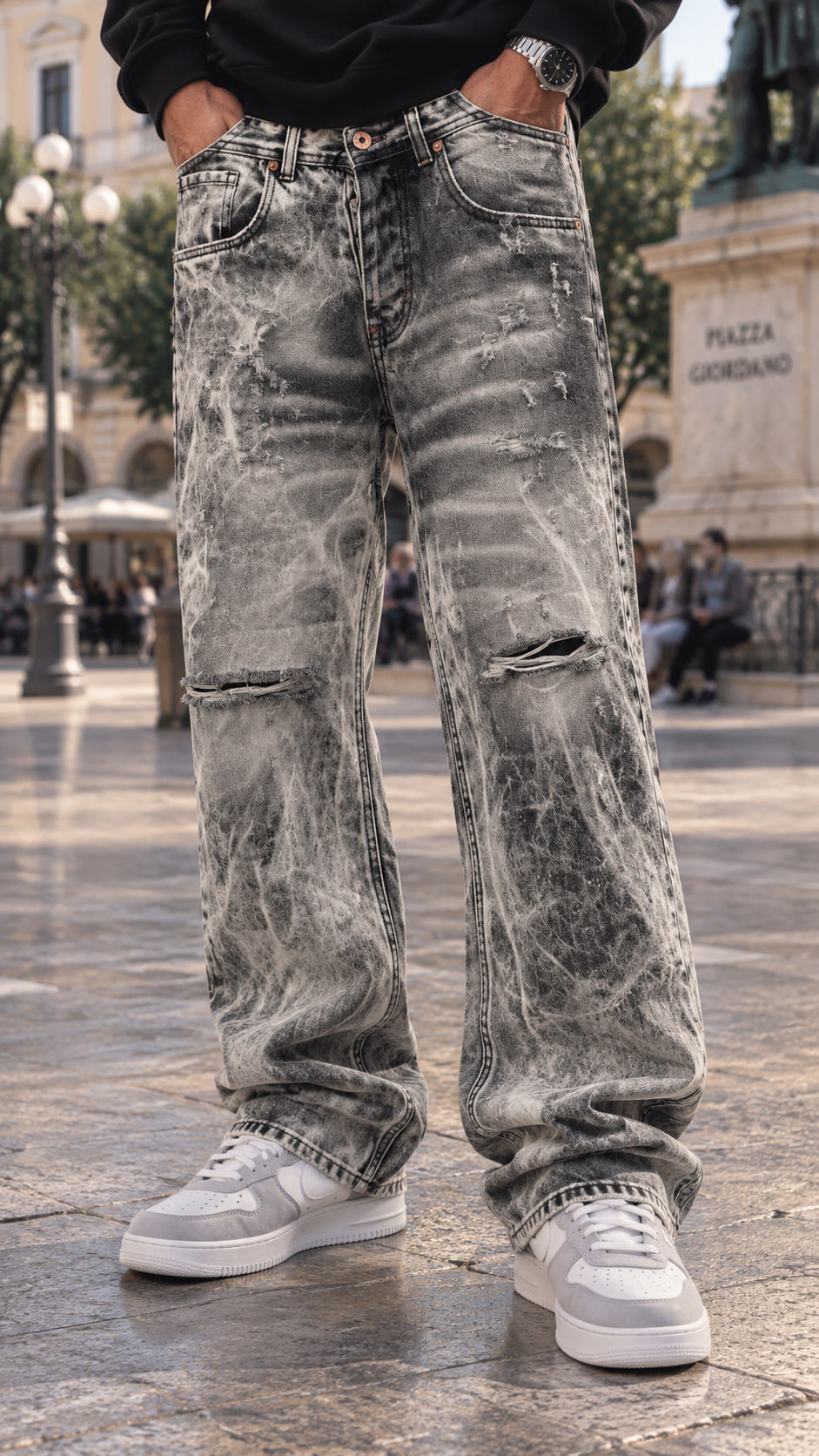 JEANS GLOBAL BRAND SUPER BAGGY GRIGIO