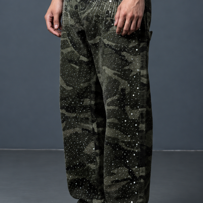 JEANS BAGGY MILITARE STRASS - ART. AD8880X