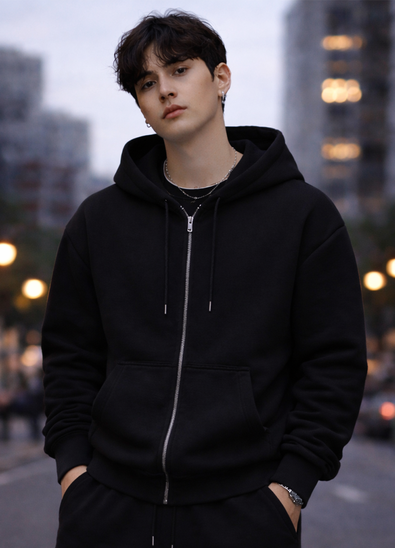 FELPA ZIP GLOBAL BRAND ART. 8024 - NERO