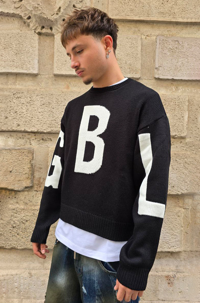 MAGLIONE CROPPED GLOBAL COD. GBL - NERO