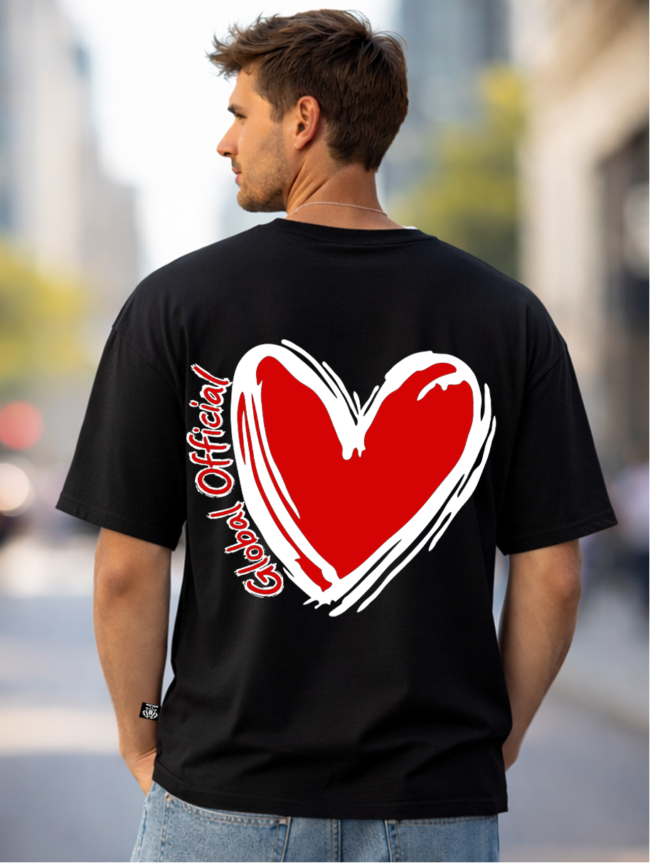 T-SHIRT GLOBAL BRAND ART. BIG HEART - NERO