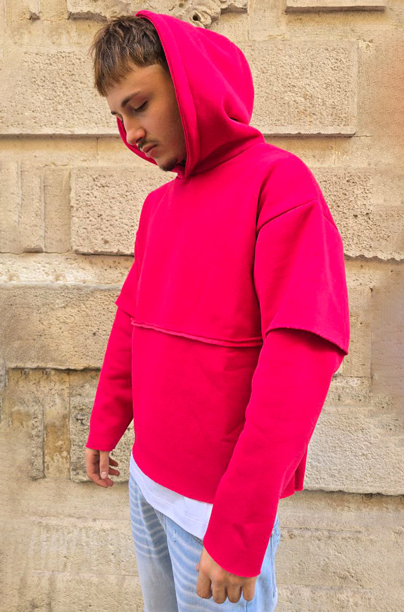 FELPA BOXY GLOBAL COD. LONG SLEAVE TAGLIO VIVO - ROSSO