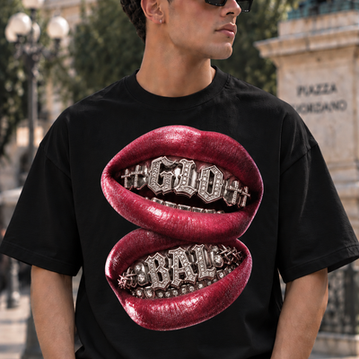 T-SHIRT GLOBAL BRAND OVERSIZE NERA - ART. DOUBLE MOUTH