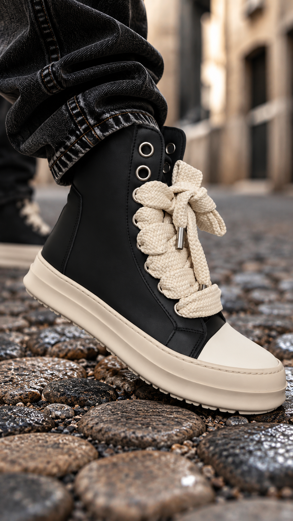 SNEAKERS NERA MODELLO RICK OWEN PASSANTE STRETTO