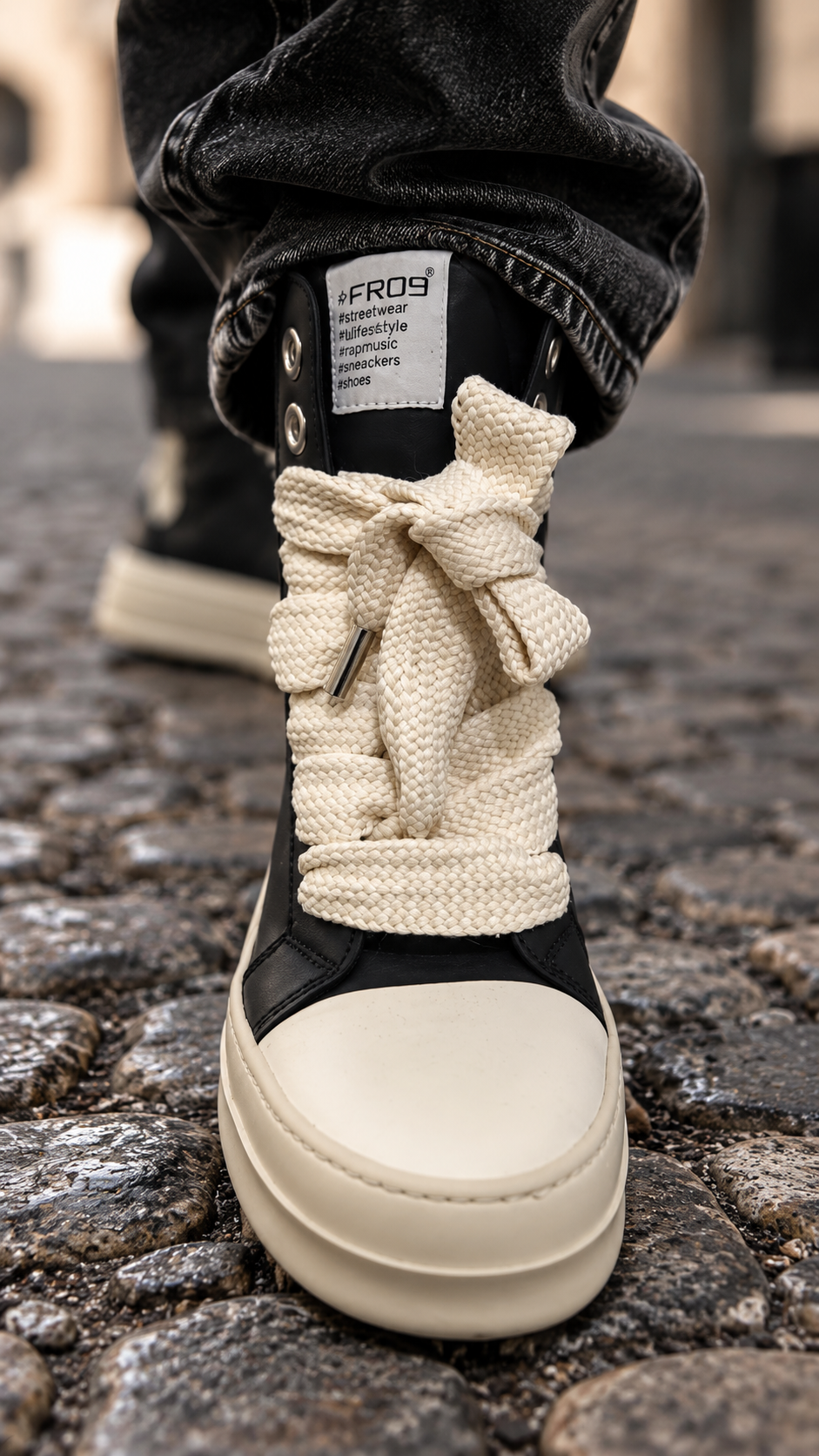 SNEAKERS NERA MODELLO RICK OWEN PASSANTE STRETTO