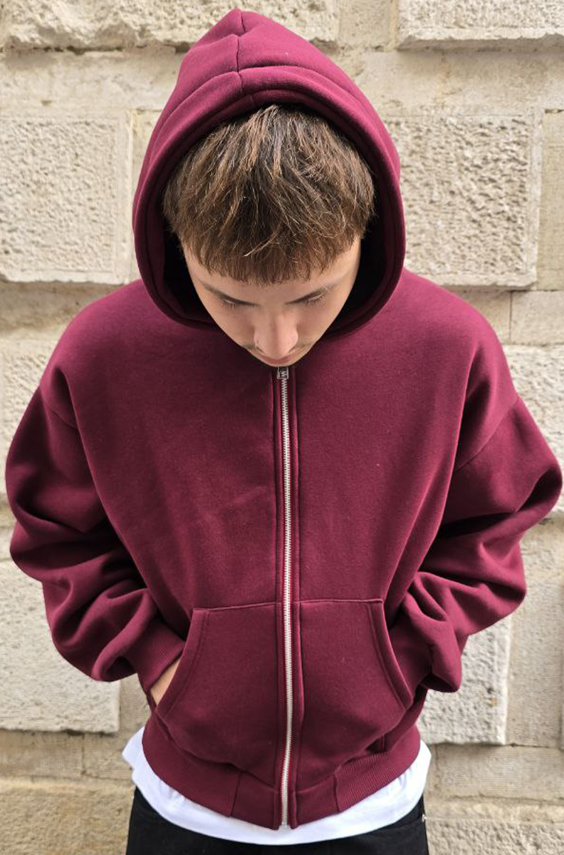 FELPA CROPPED ZIP GLOBAL COD. BASIC POLICOTONE - BORDOUX