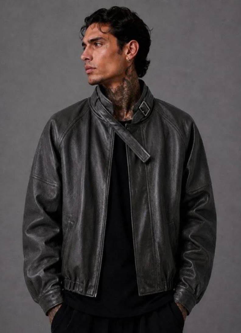 CHIODO IN PELLE ART. XH8971 - NERO