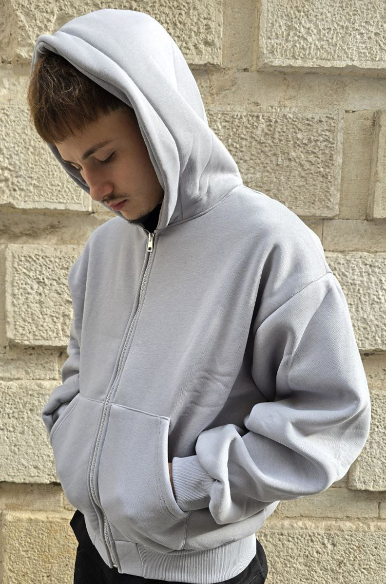 FELPA CROPPED ZIP GLOBAL COD. BASIC POLICOTONE - GRIGIO FERRO