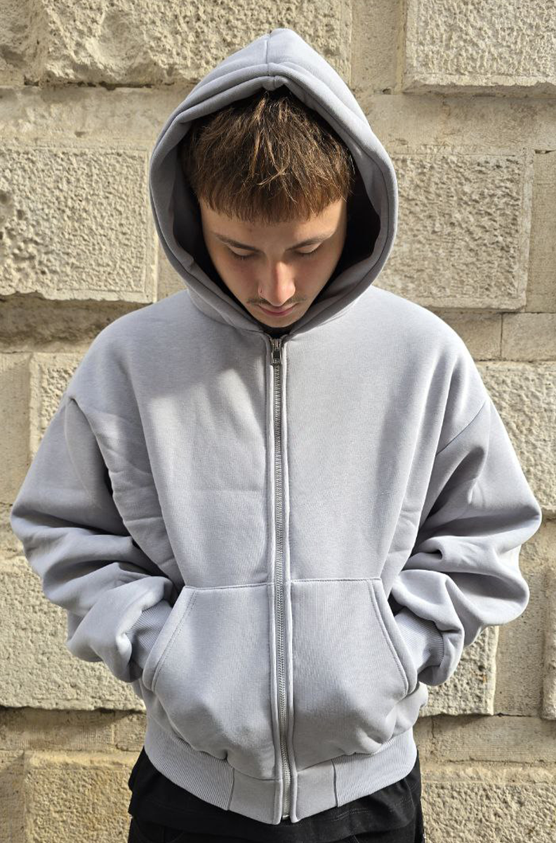 FELPA CROPPED ZIP GLOBAL COD. BASIC POLICOTONE - GRIGIO FERRO
