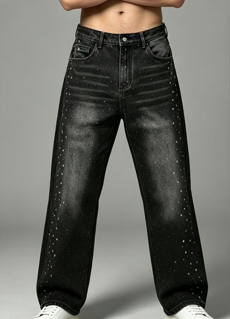 JEANS BAGGY STRASS NERO - ART. AD8831X